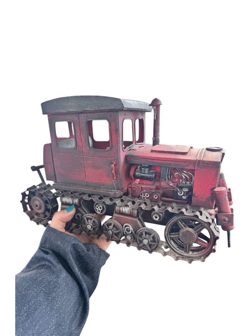 Vintage Style Metal Bulldozer model Old Construction Vehicle toy Ornament F/S