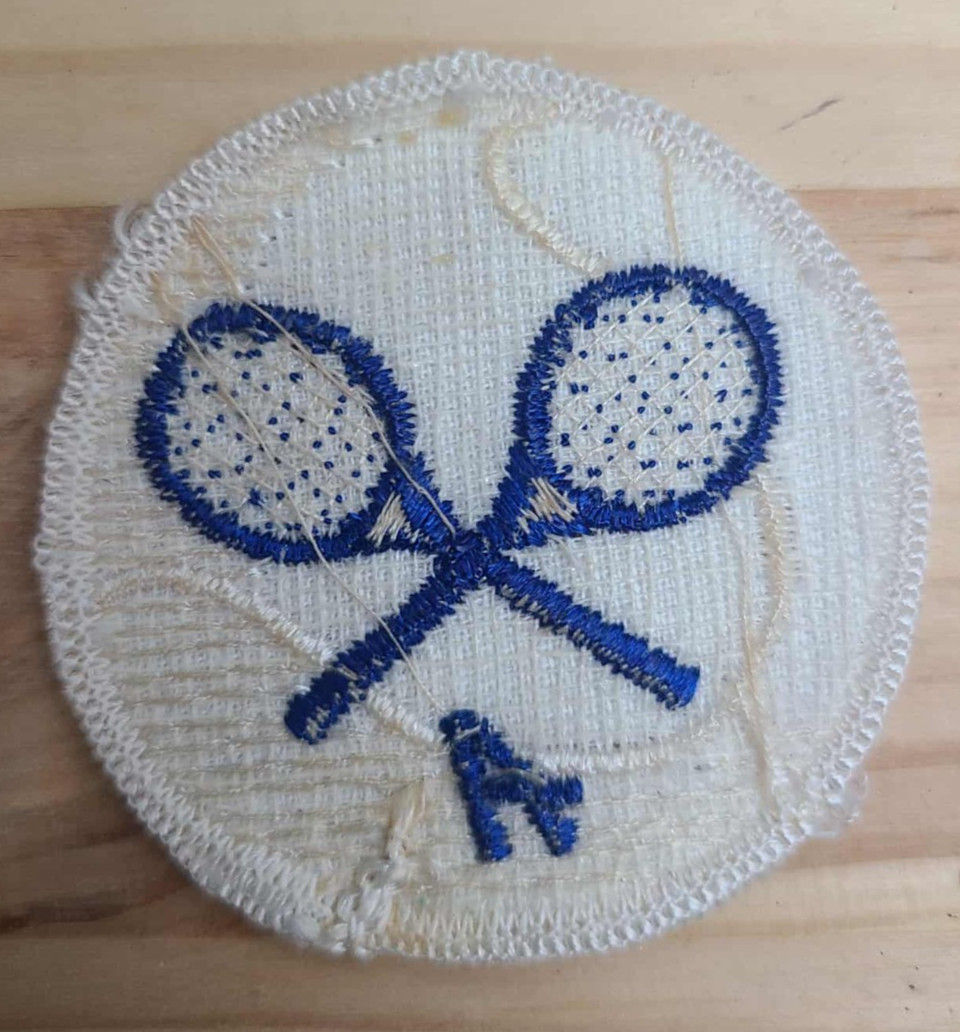 Vintage Tennis Patch Blue Racquets Embroidered Badge Iron-on Sports Emblem
