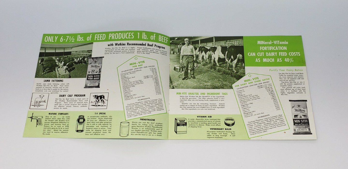 1960s Watkins Products Vintage Brochure -Farm Animal Health – Winona Minnesota