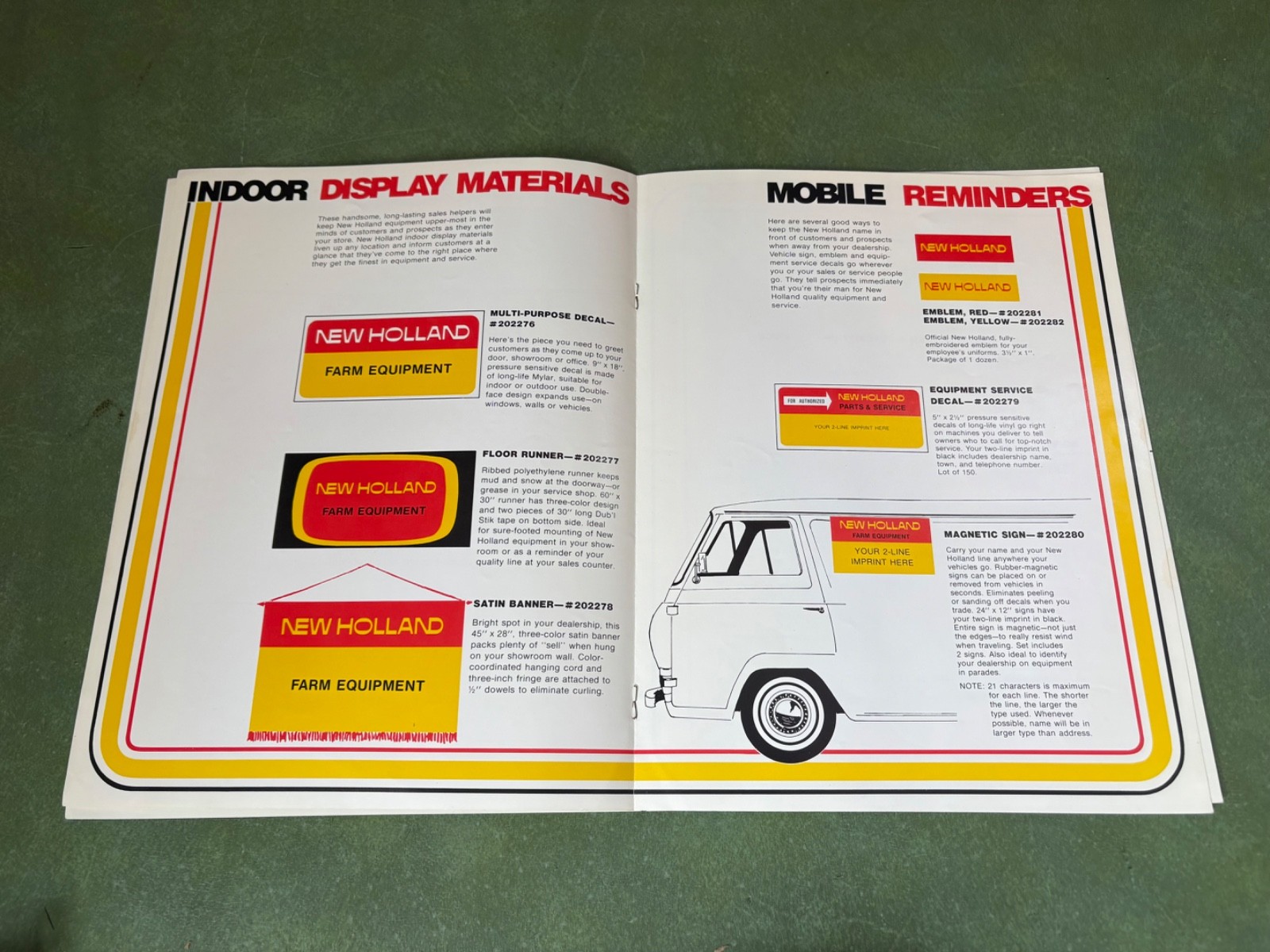 Vintage New Holland Dealer Identity Materials Signs & Advertising Brochure 1973