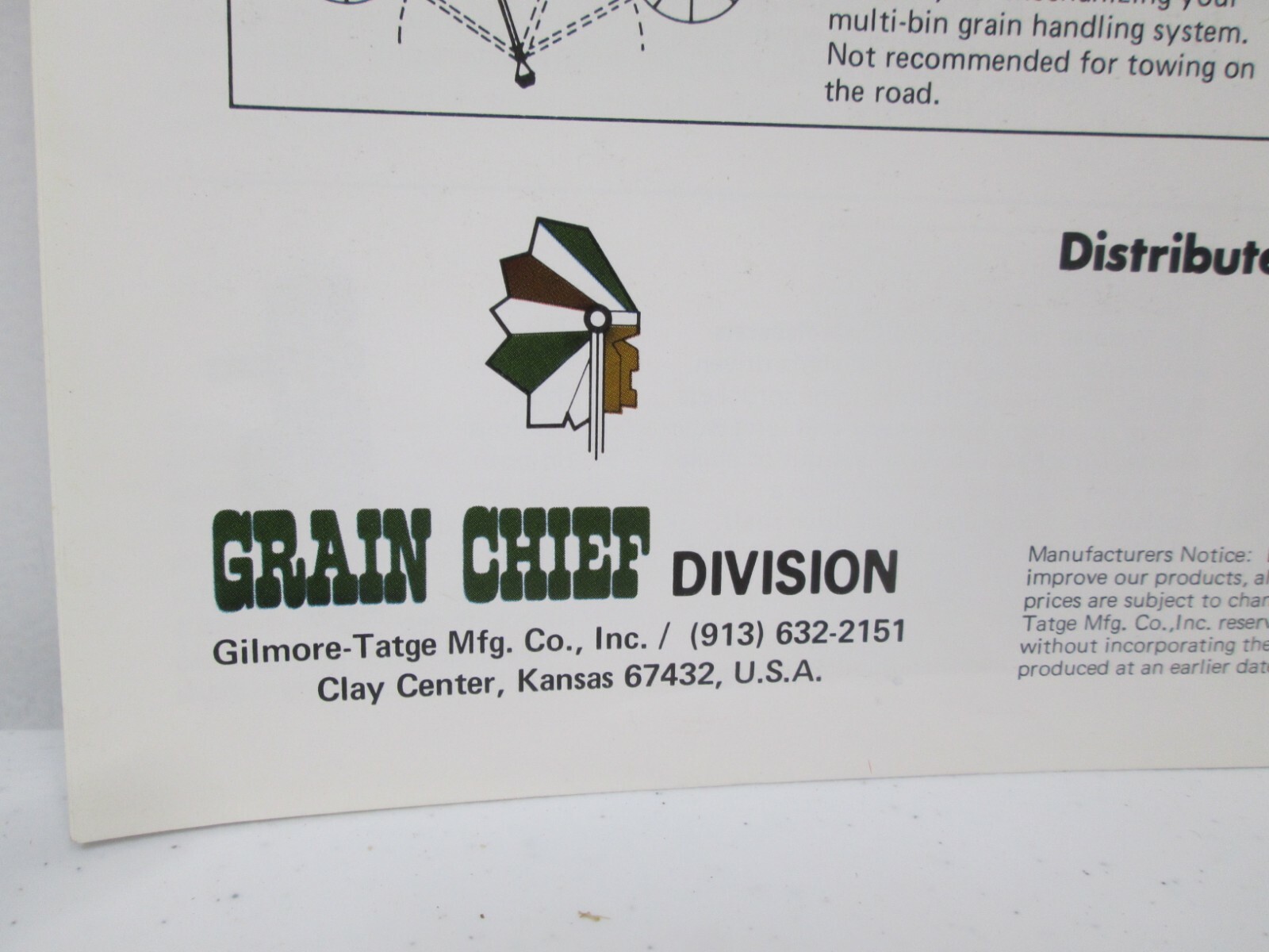Gilmore Tatge Mfg Grain Chief 6&Prime; 8&Prime; 10&Prime; Transport Augers Brochure Specifications