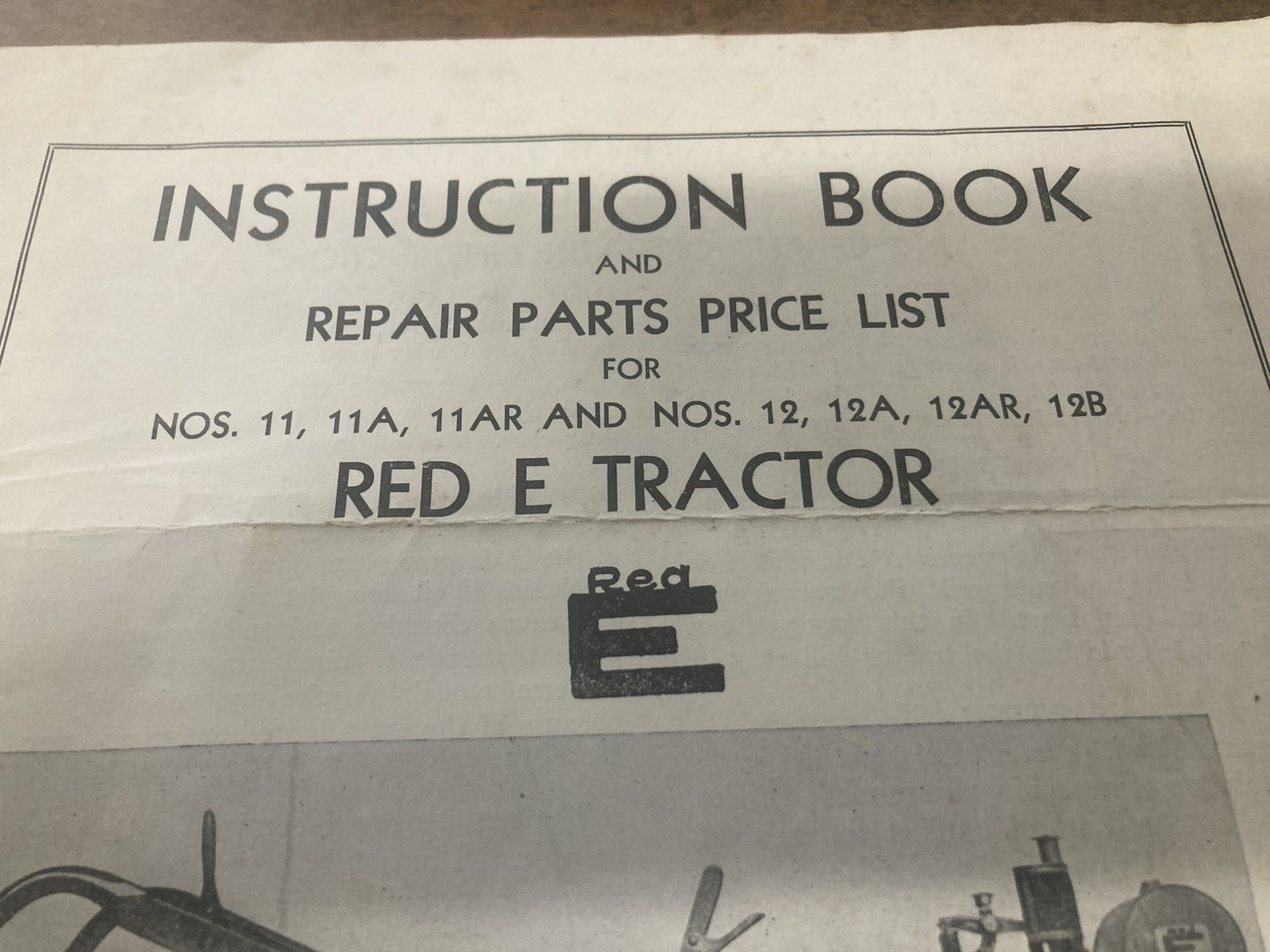 Vintage 1947 Red-E Garden Tractor Instruction Book Parts List Farm Brochure