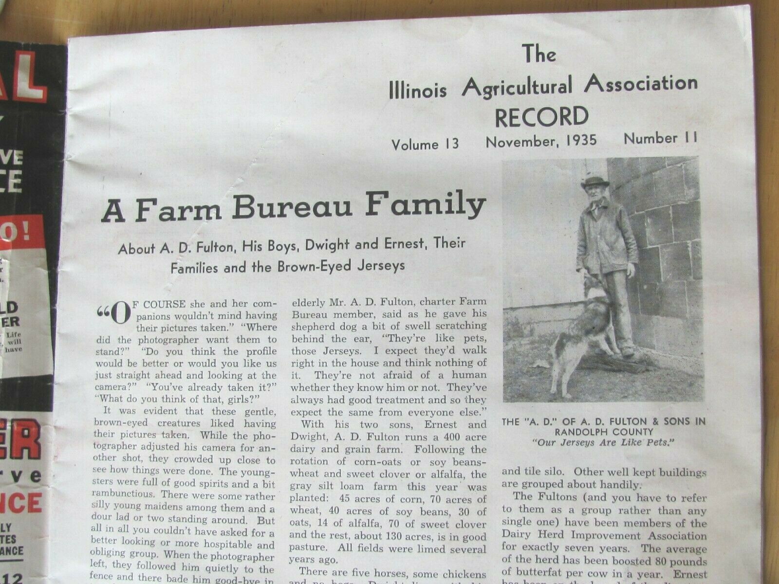 1935 MAGAZINE ILLINOIS AGRI ASSN ( FARM BUREAU – FARM SUPPLY GROUP) , BASEBALL