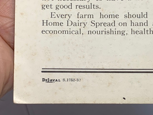 1932 DE LAVAL HOME DAIRY SPREAD THE SOLUTION OF THE BUTTER MAKING PROBLEM BKLT