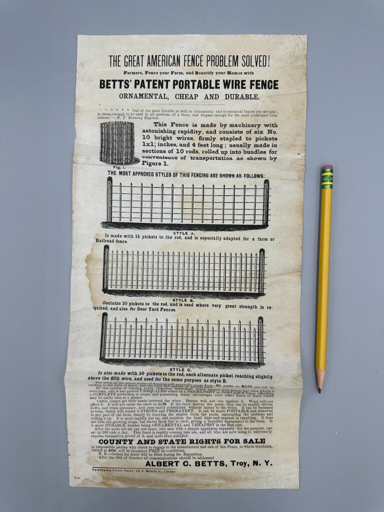 c 1900 Betts WIRE FENCE Farm Advertising TROY NY Circular