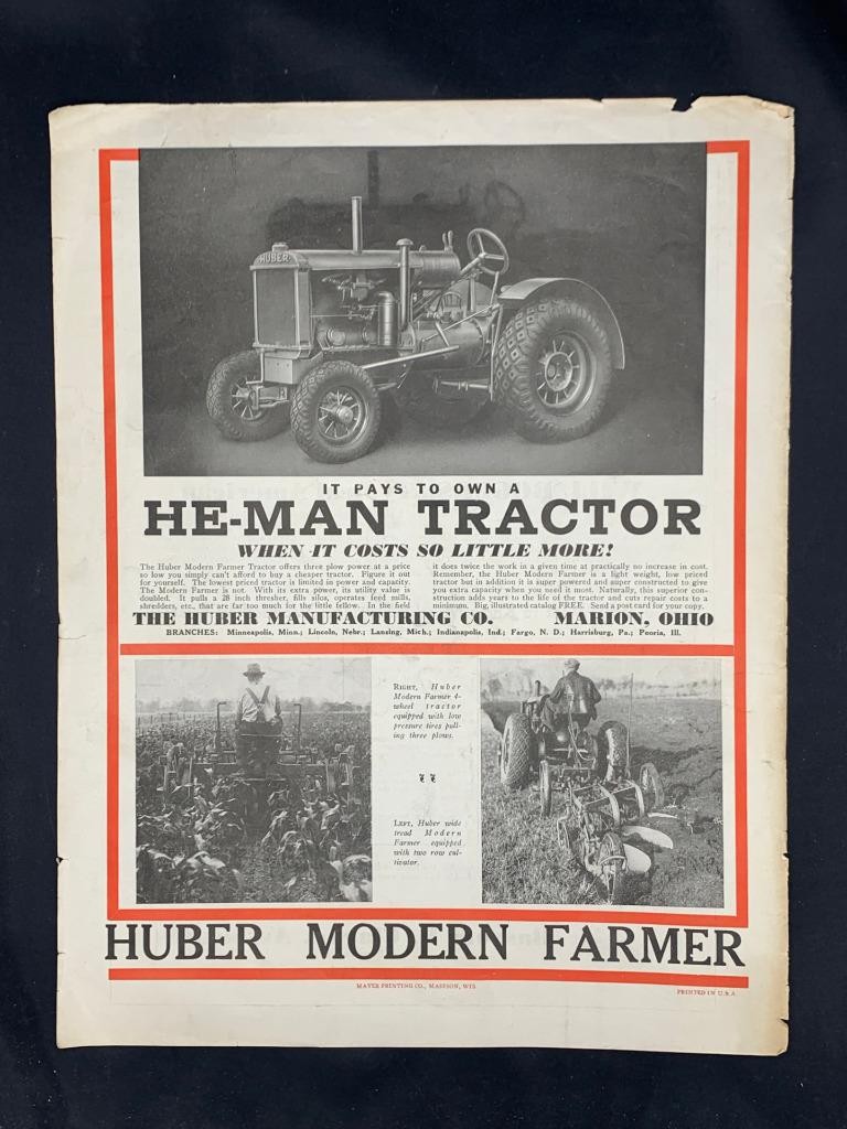Magazine Ad* – 1935 – Huber Mfg. Co., Marion, OH – Maodern Farmer Tractor