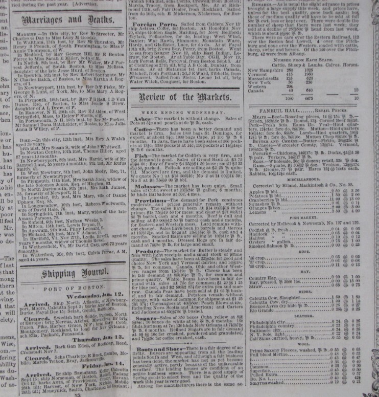 Antique 1859 Boston Massachusetts Farm News Newspaper