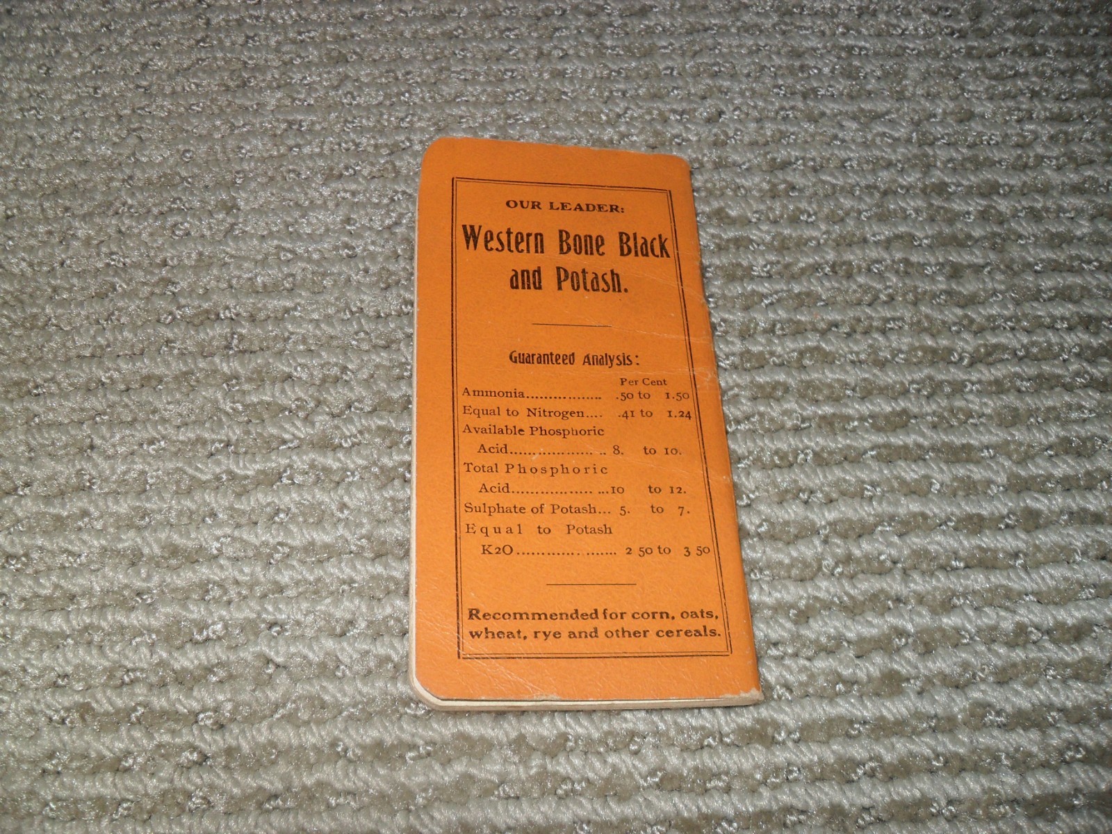 Vtg 1891 Pocket Booklet W. Deering Grain Grass + 1906 Chicago Fertilizer Ad Info