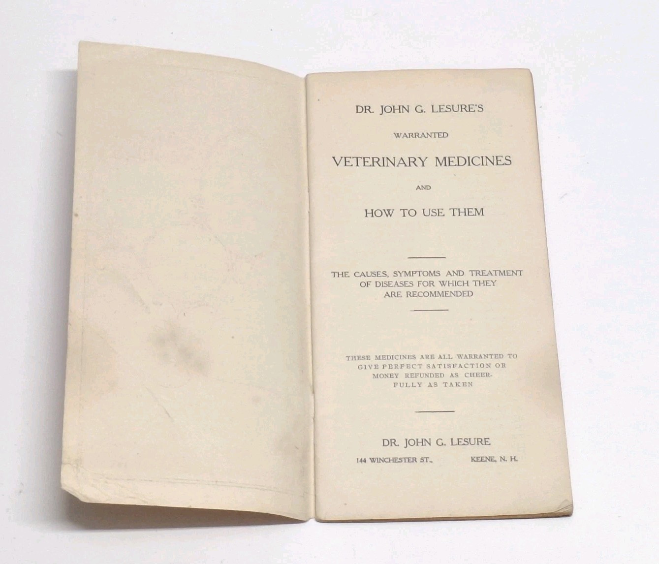 Dr Lesure&rsquo;s Veterinary Remedies Farm Vet Brochure Catalog Keene NH Early 1900&rsquo;s