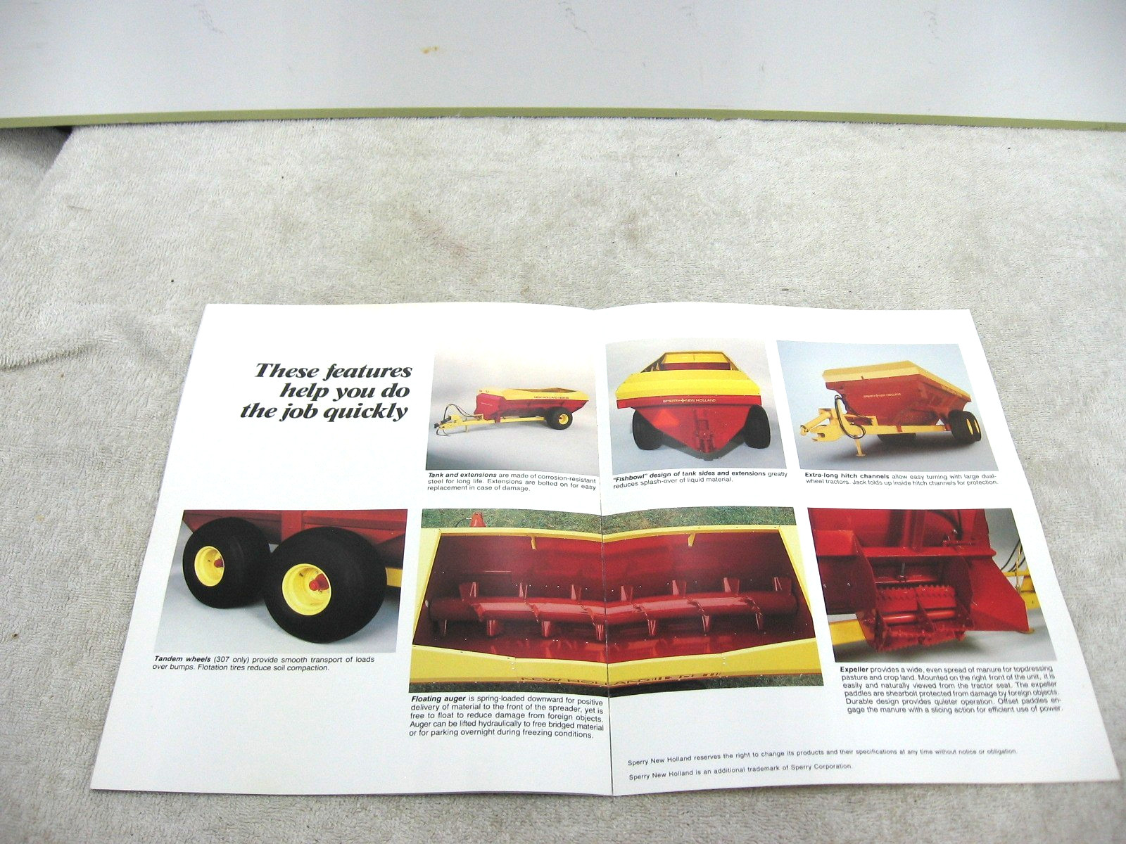 VINTAGE 1985 FORD NEW HOLLAND TRACTOR SPREADERS SLURRY BROCHURE 302 307