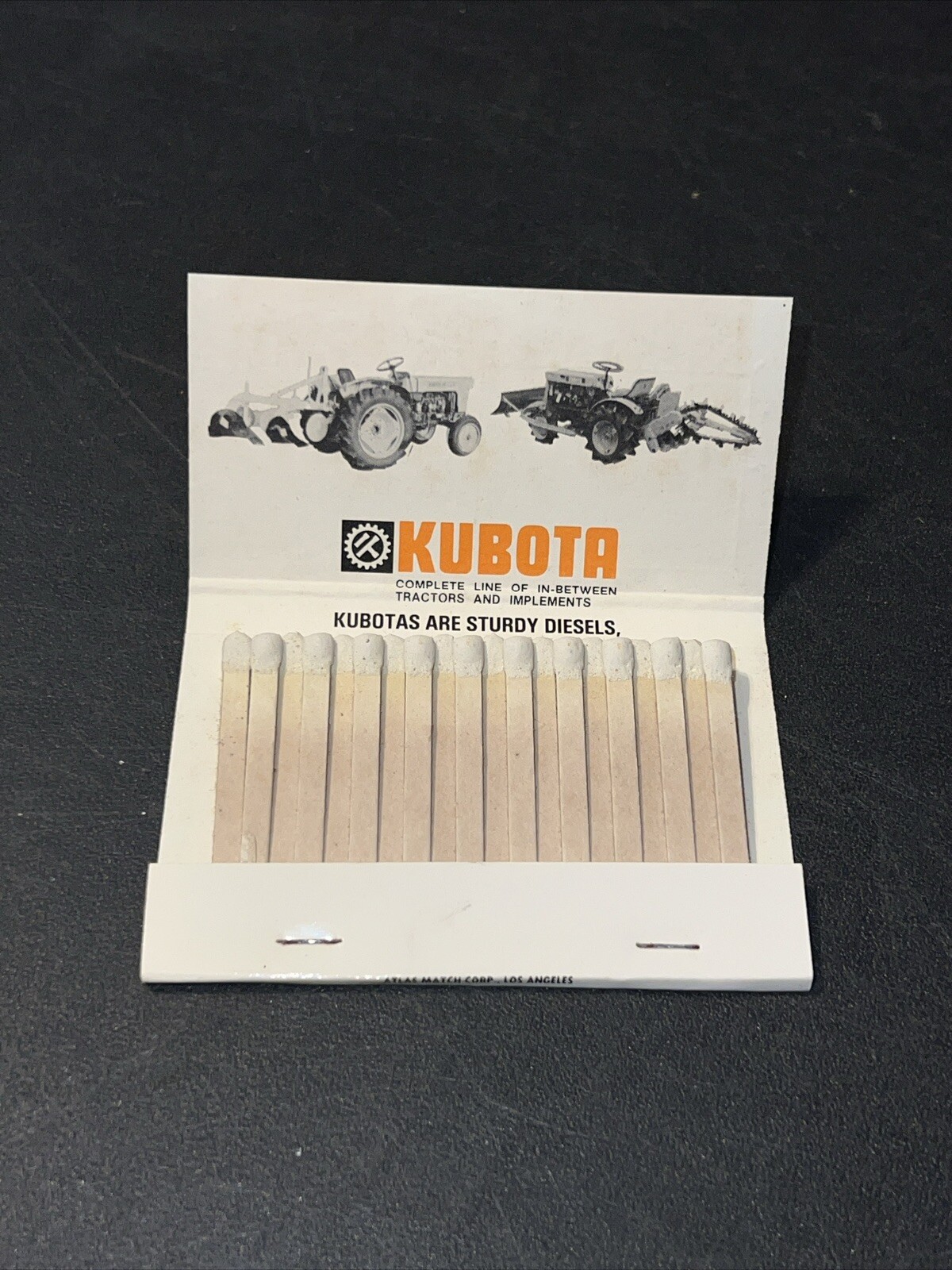 Vtg Kubota Tractor Matchbook & Display Box Farmersville Equipment Ephrata Pa