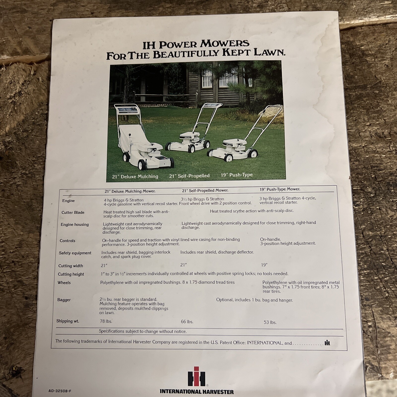 International Harvester Power Mowers Brochure