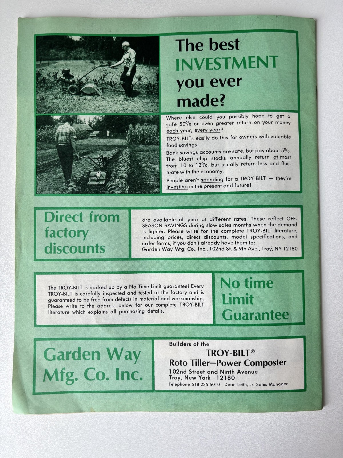 Troy-Bilt Roto Tiller Power Composter Advertisement Brochures 1971 Troy NY