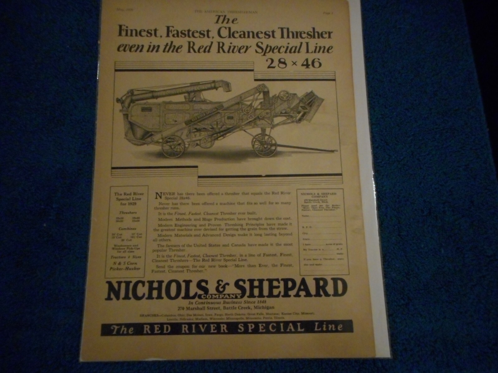 1929 Nichols & Shepard Thresher Advertisement: Red River Special, Battle Creek