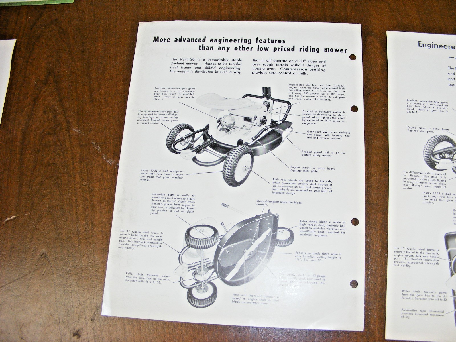 (2) 1960 MTD Riding Modern Line Mower Sales Spec Sheet Brochure