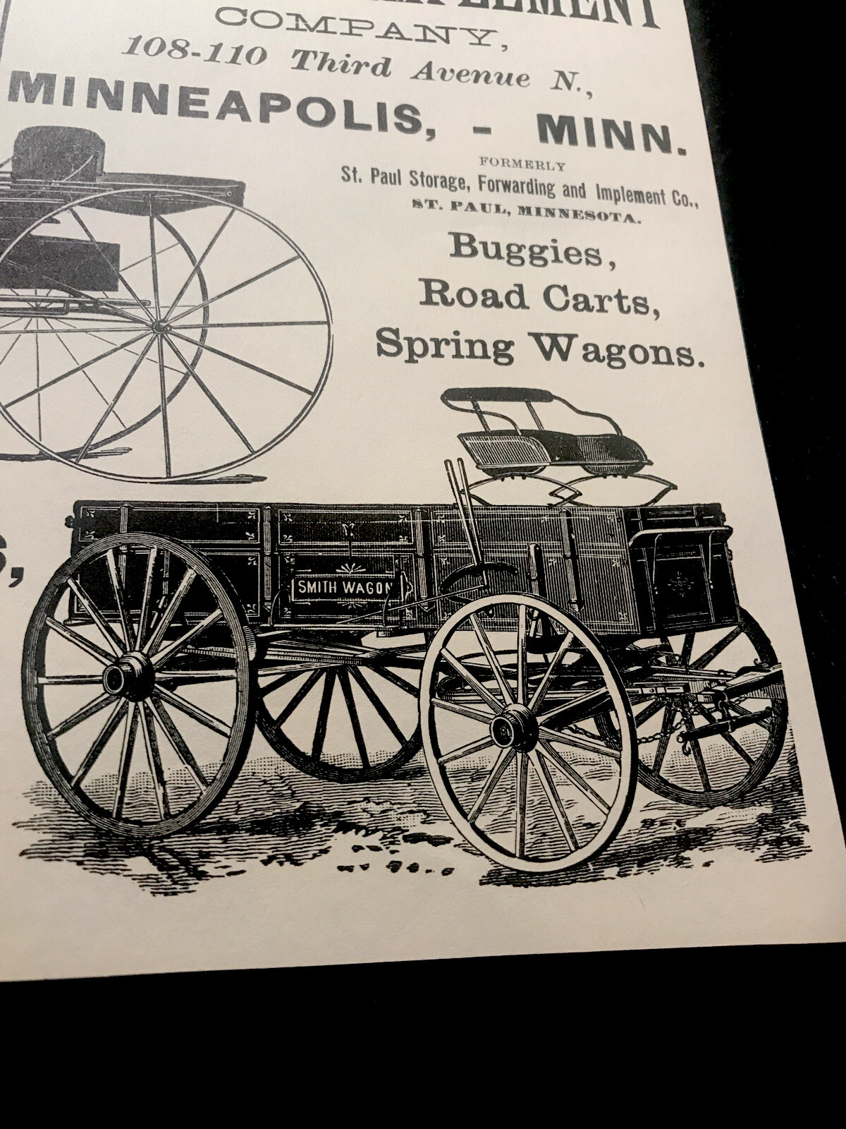 1889 Smith Wagon & Implement Farm Advertising – Minneapolis – Minnesota