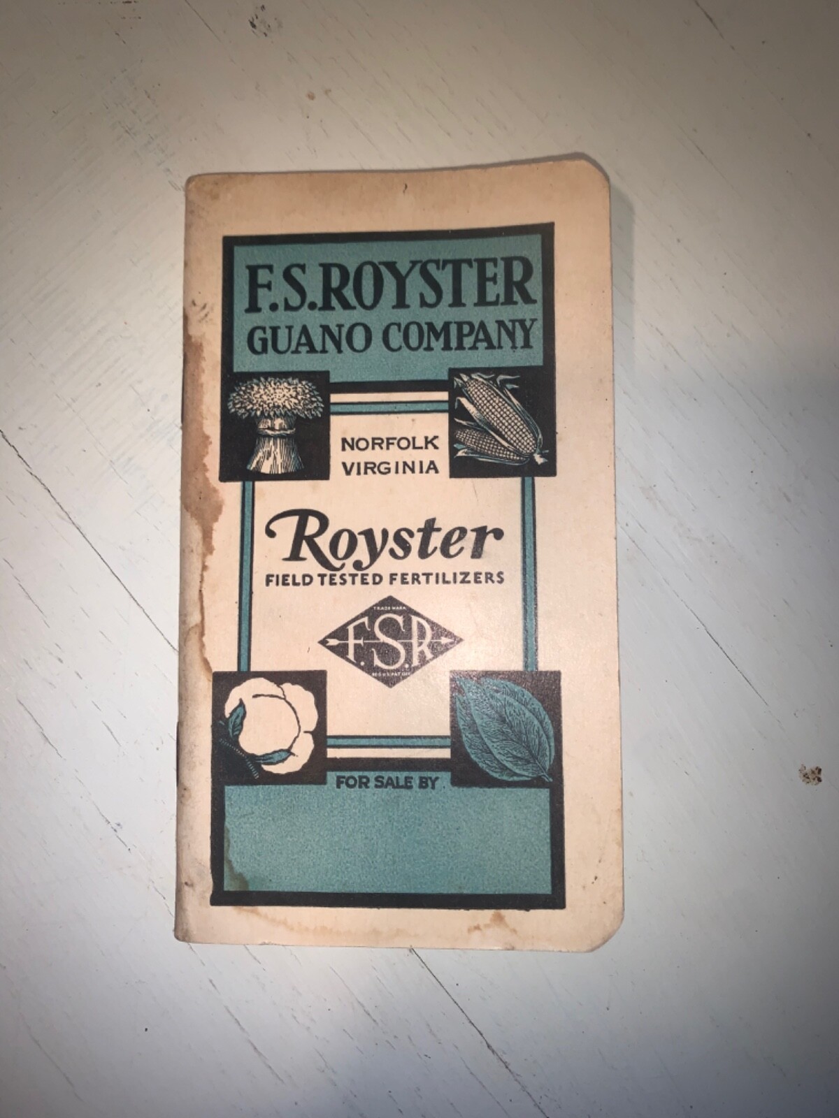F.S. ROYSTER GUANO COMPANY (Norfolk Virginia) vintage 1935/36 Pocket Notebook