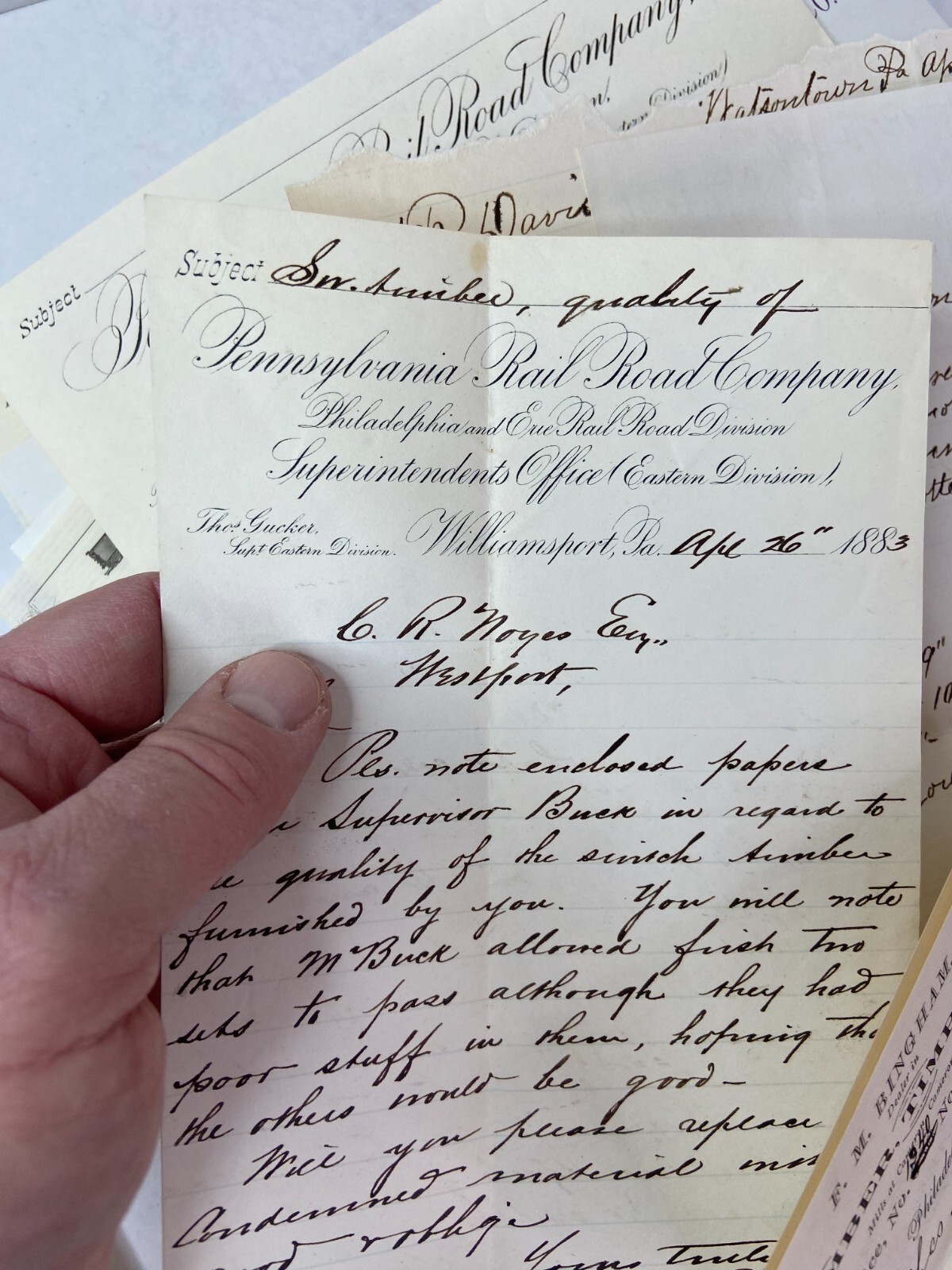 RARE HUGE Letter & Doc Archive 750+ Noyes Lumber 1880s Westport Pennsylvania PA