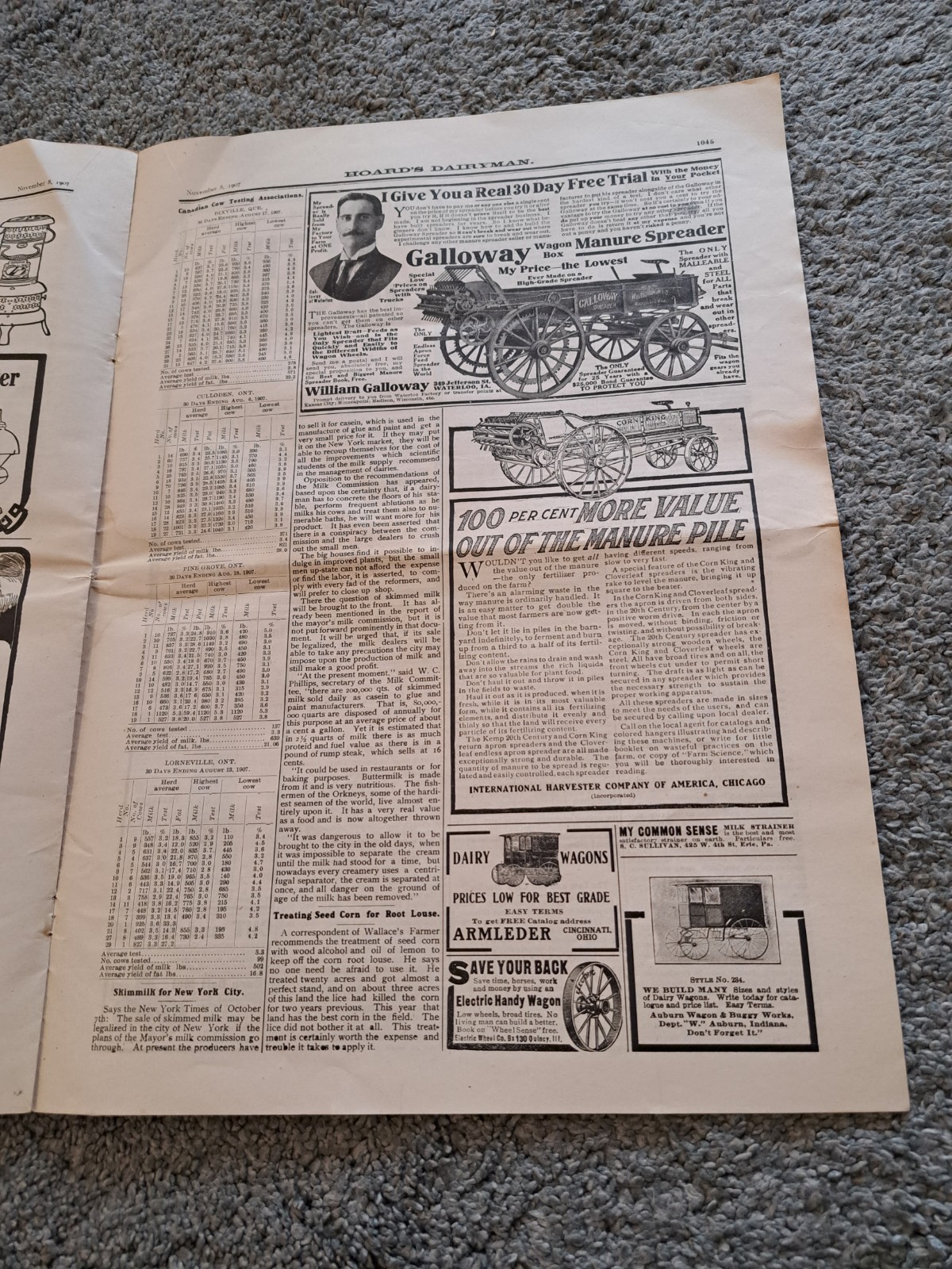 November 8 1907 Hoard&rsquo;s Dairyman Newspaper Dairy Farming Magazine