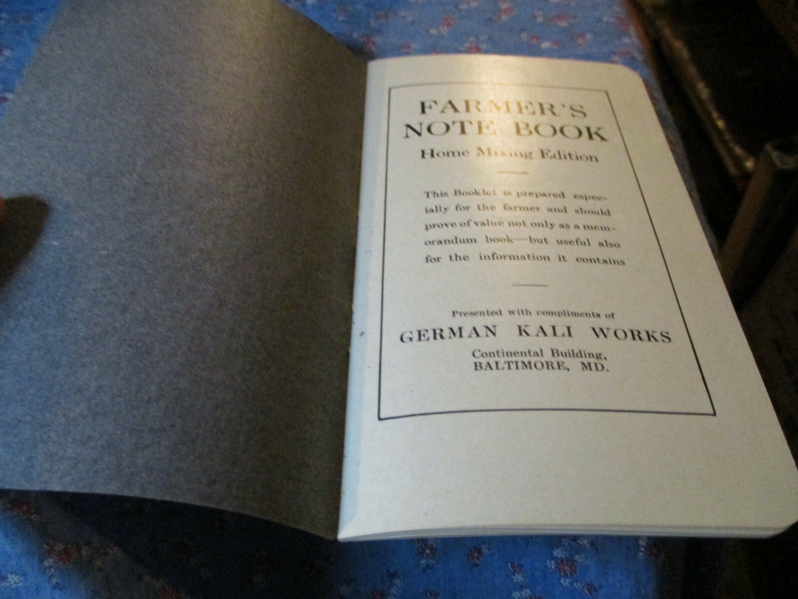 1911-1912 Farmers Note Book German Kali Works Fertilizer Lots Info Great Cover