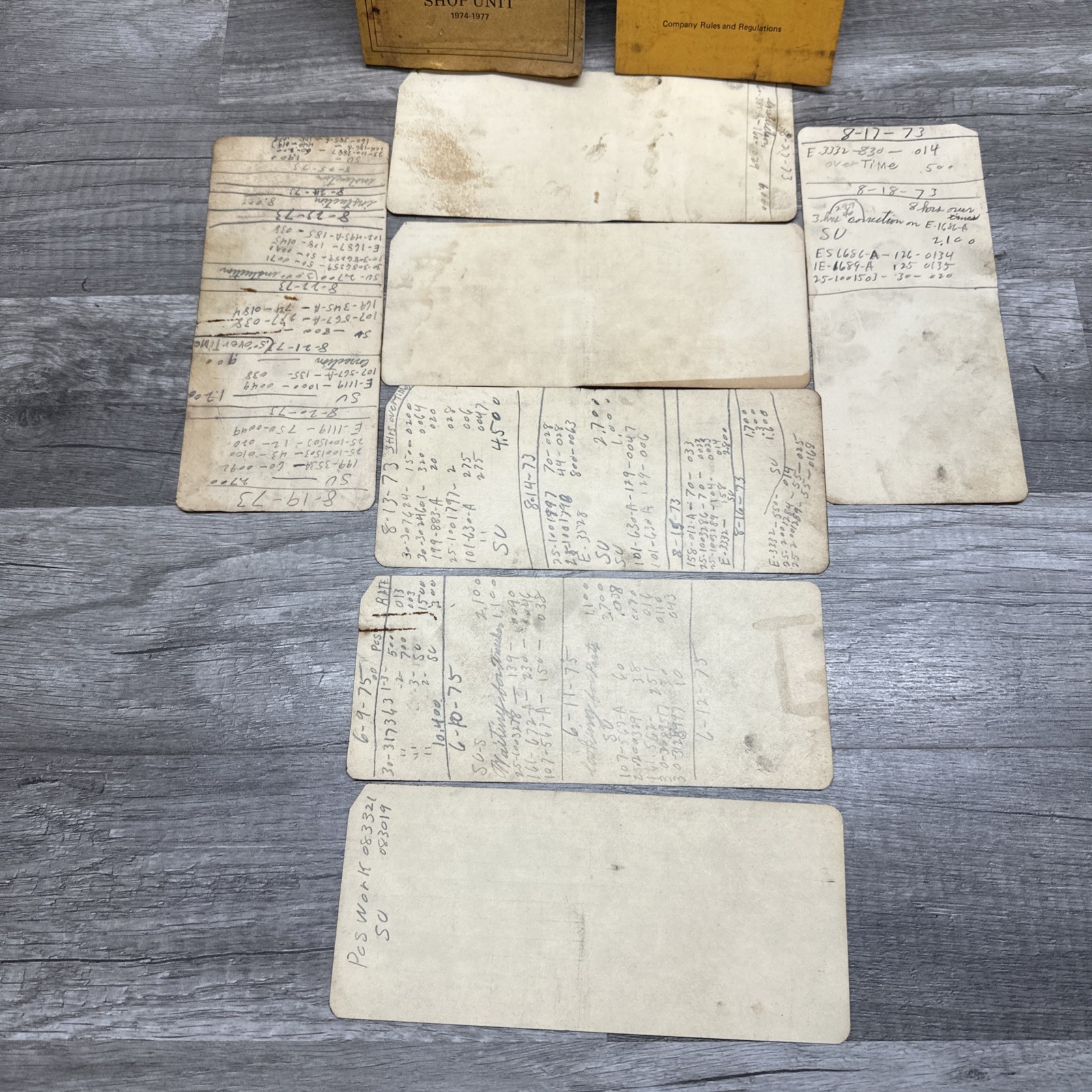 White Farm Equipment Co. Charles City, Iowa Employee Time Cards, Handbook Union