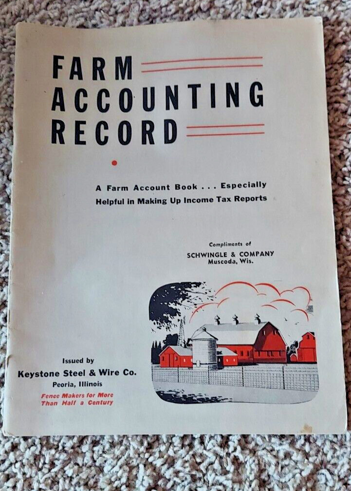 Keystone Steel And Wire Co Farm Record Book Unused Schwingle & Co Muscoda Wis