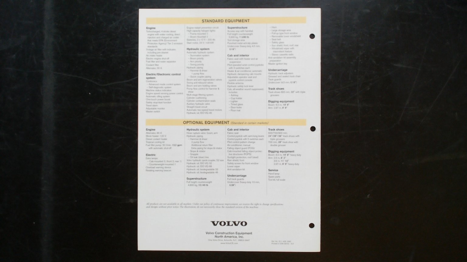 Volvo EC240B LC Excavator Brochure 1987 Construction Equipment