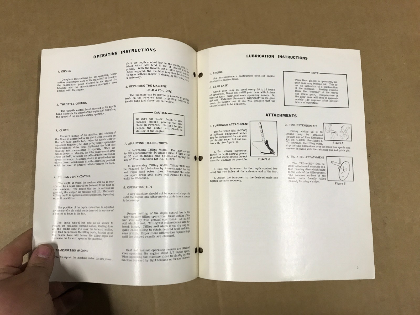 Vintage Ariens Jet Super/Deluxe Operating Instructions & Parts List, 23B-09001