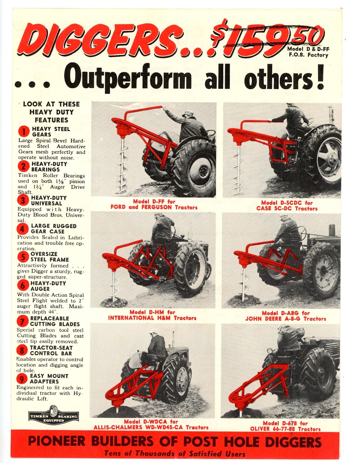 Win Power Post Hole Digger 1956 sales Brochure Winpower Mfg Co. Newton Iowa
