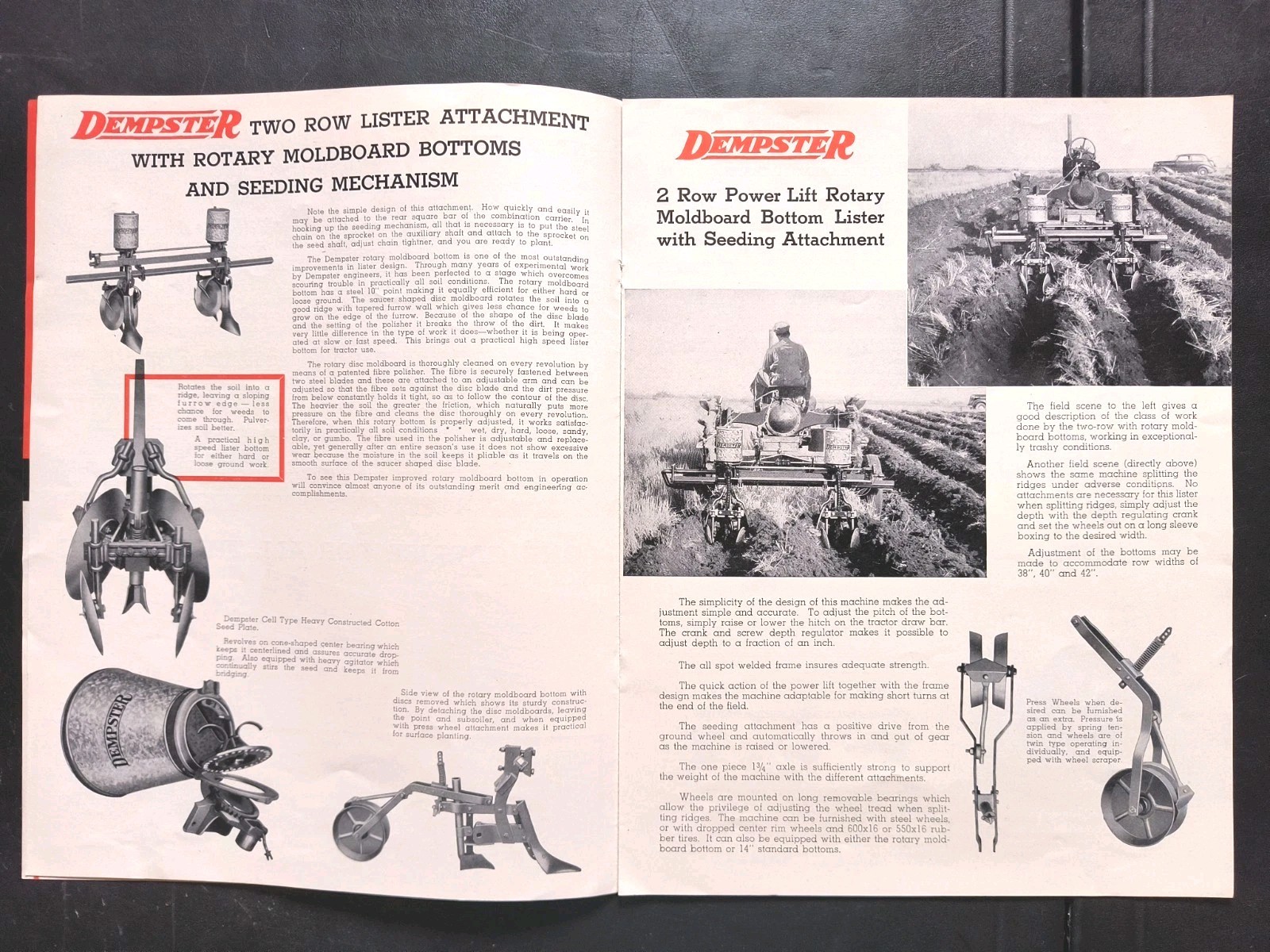 1930s Dempster Tractor Tool Bar Power Lift Carrier Brochure Farm Farming…