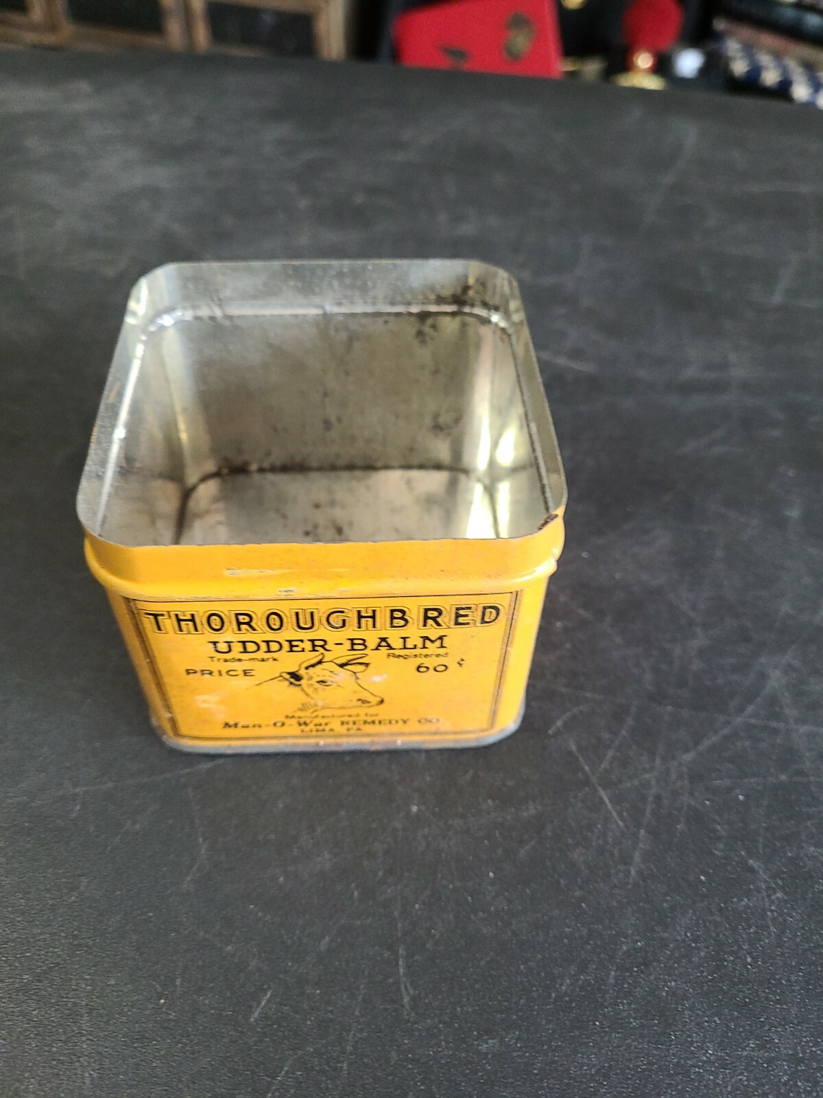 Vntg 1900s Cow Throughbred Udder-Balm Cream Lima Pa -NO LID Early Farm