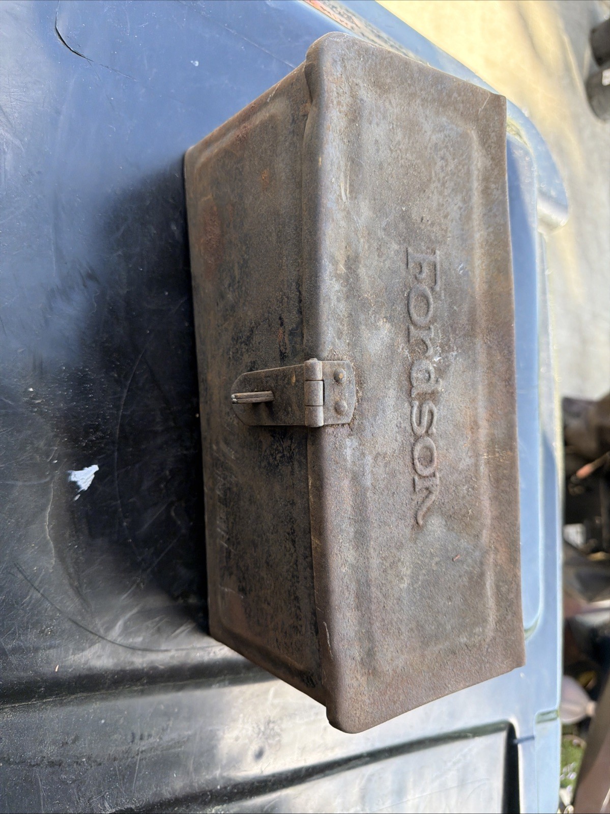 Vintage Fordson Tractor Tool Utility Box Embossed Lid Locking Clasp