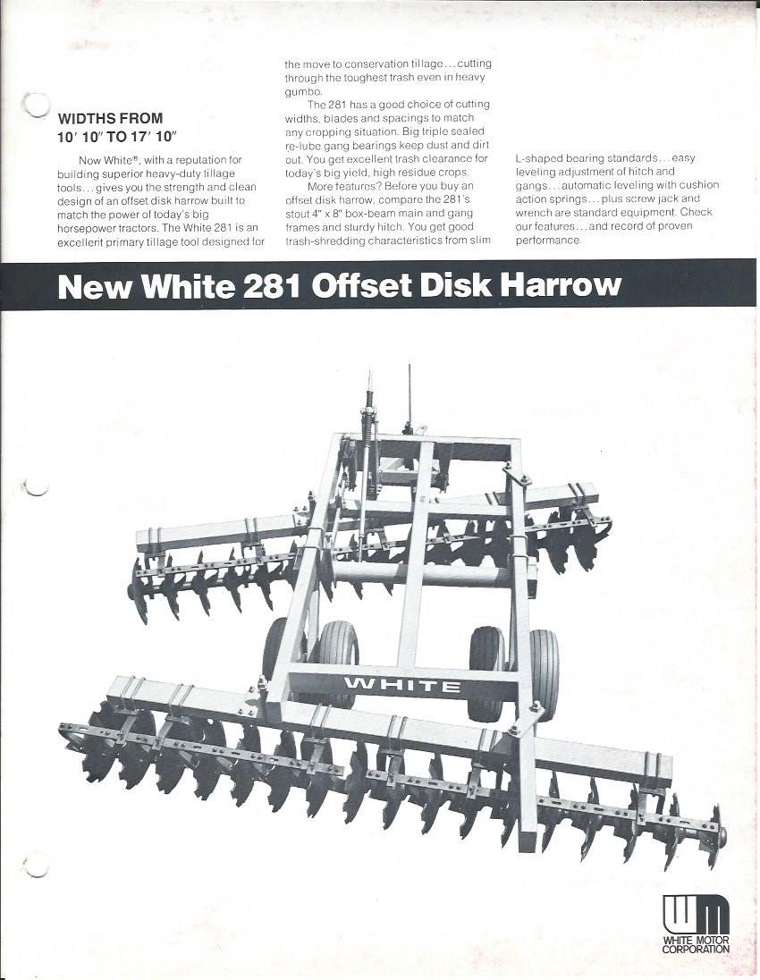 Farm Implement Brochure – White – 272 281- Harrow – 2 items (F3935)