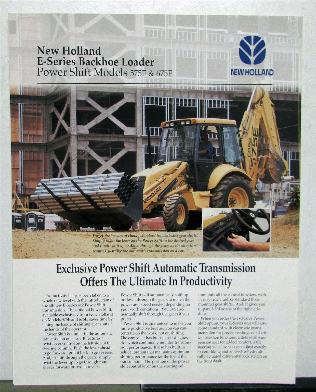 1997 New Holland E Series Backhoe Loader Construction Diagrams Sales Sheet
