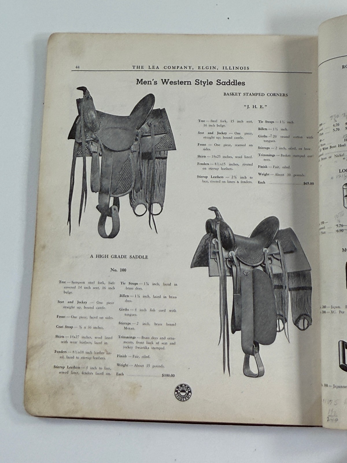 RARE 1890 Lea Co Horse Harness & Implement Catalog Book Saddles Elgin Illinois