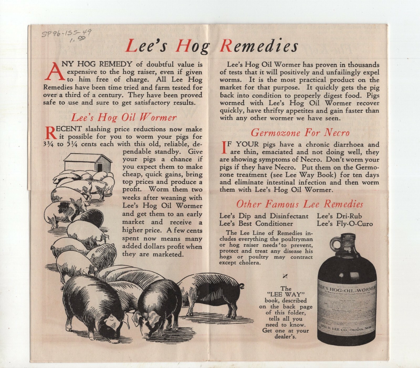 Mid-Century Brochure – « The Lee Way is the Best Way with Poultry and Swine »