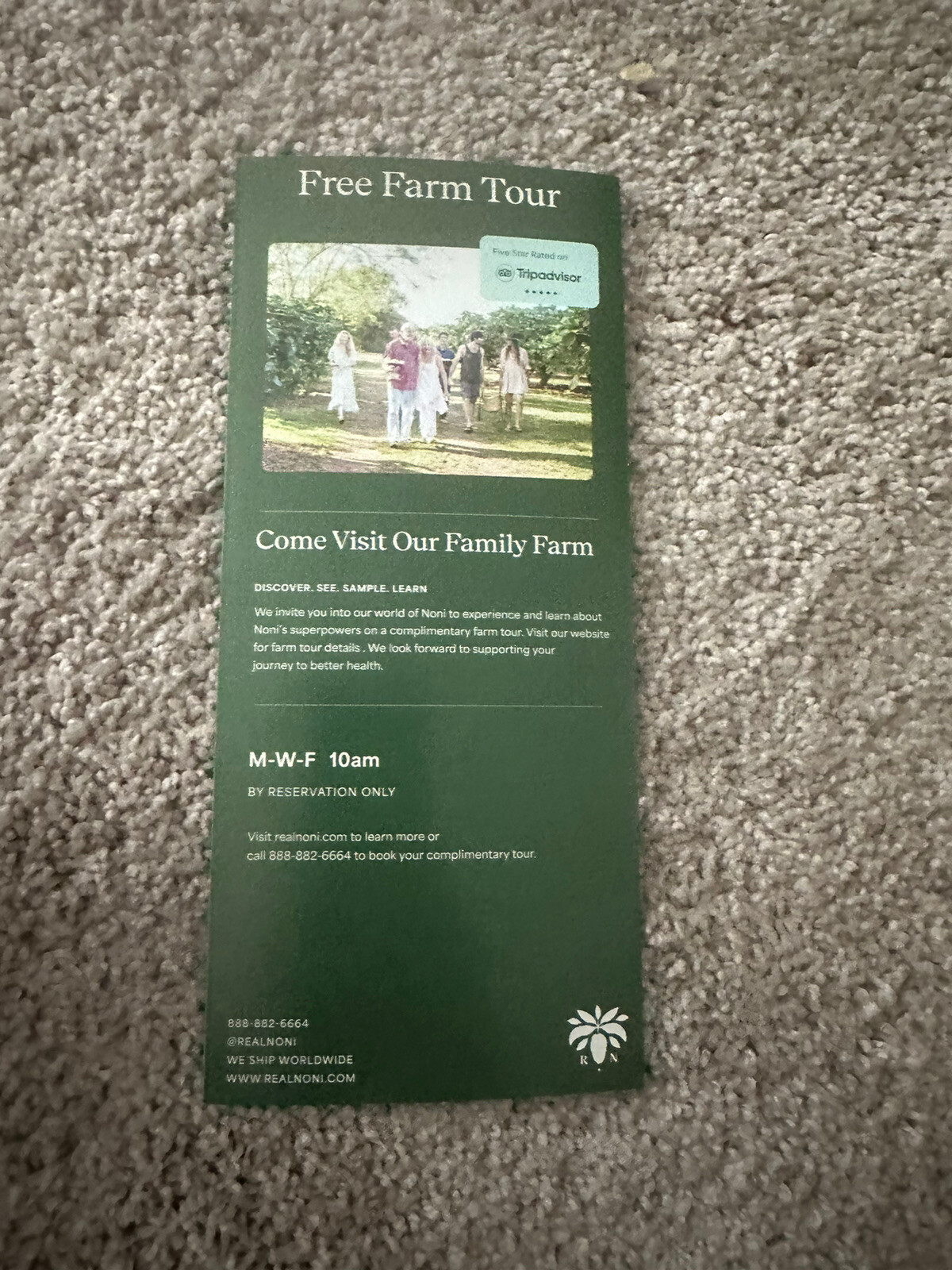 Real Noni Aloha Hawaii Farmers Tours Plant Power Healing Brochure