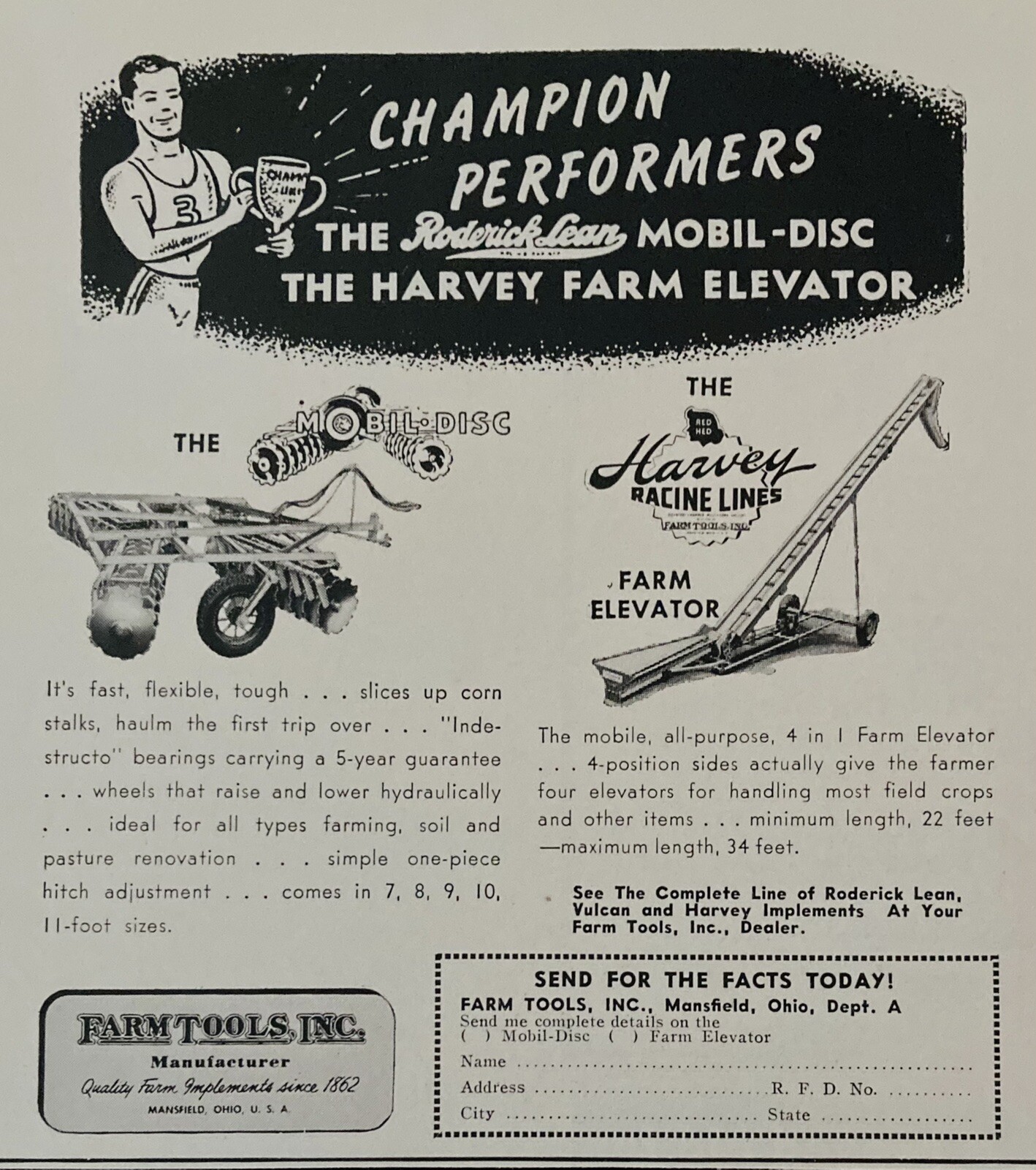 1953 AD.(XH55)~FARM TOOLS, INC. MANSFIELD, OHIO. RODERICK-LEAN, HARVEY RACINE