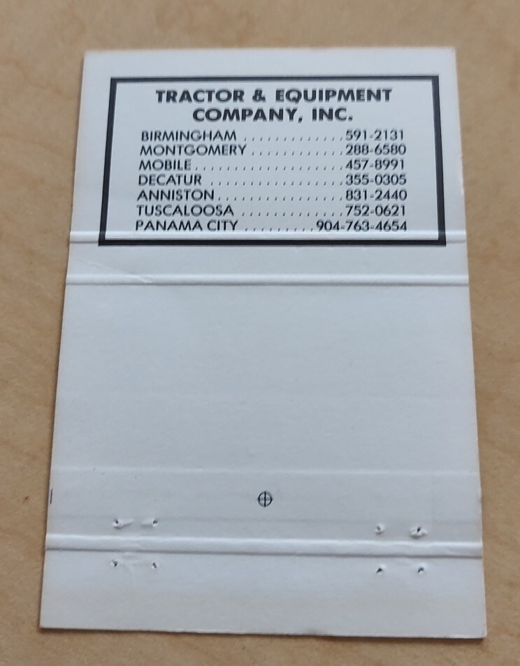 Matchbook Cover Tractor & Equipment Co Komatsu Dresser Birmingham Mobile AL TEC