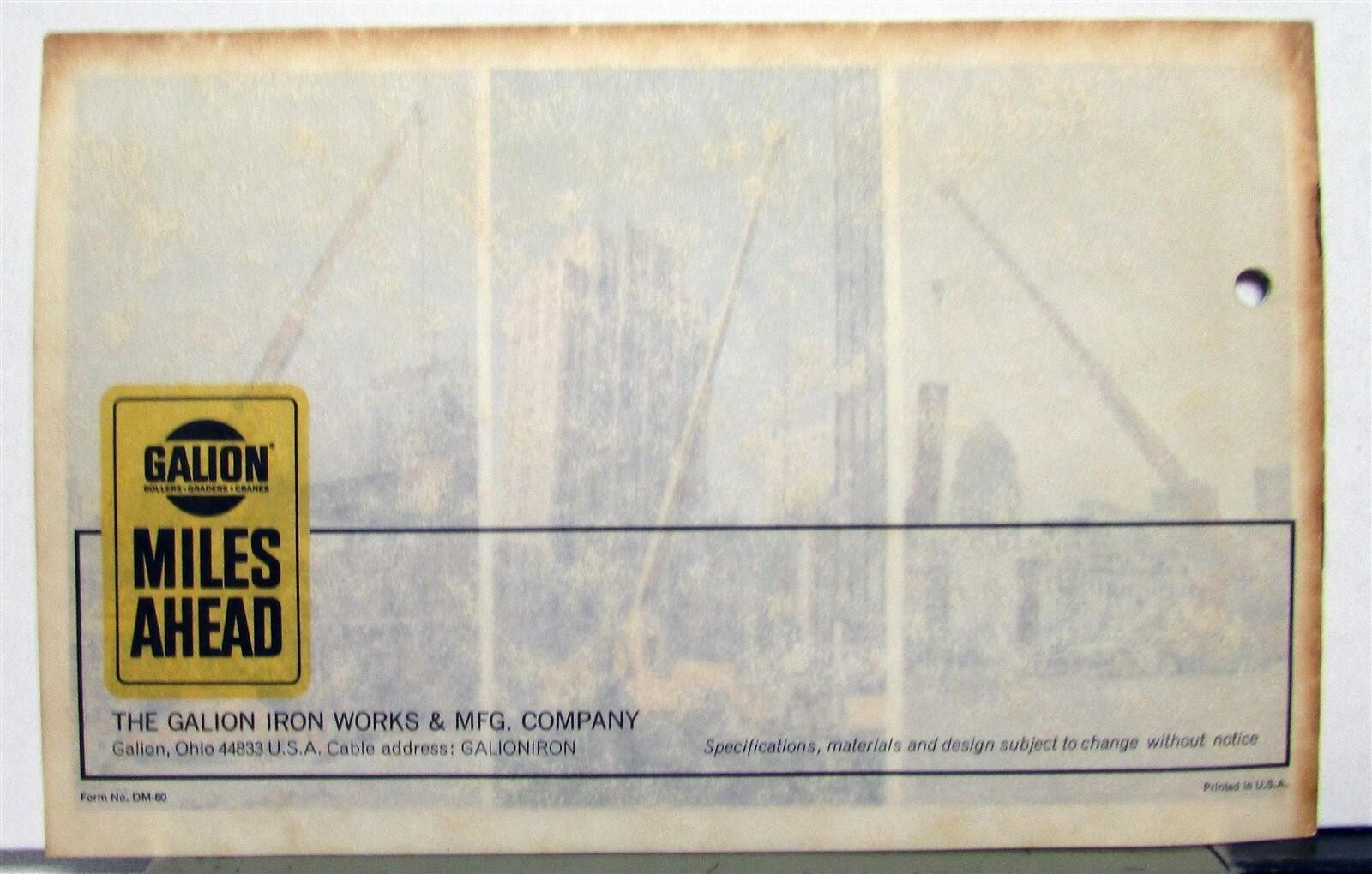 1968 Galion Hydraulic Crane Specifications Construction Sales Brochure