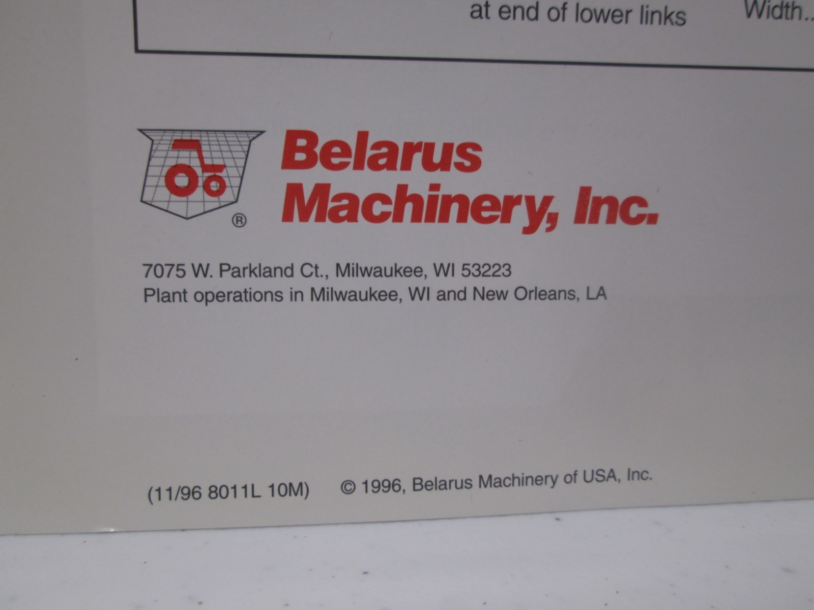 Belarus Utility Series Tractor 8011L 81 HP 9011L 98 Brochure Specifications 1996