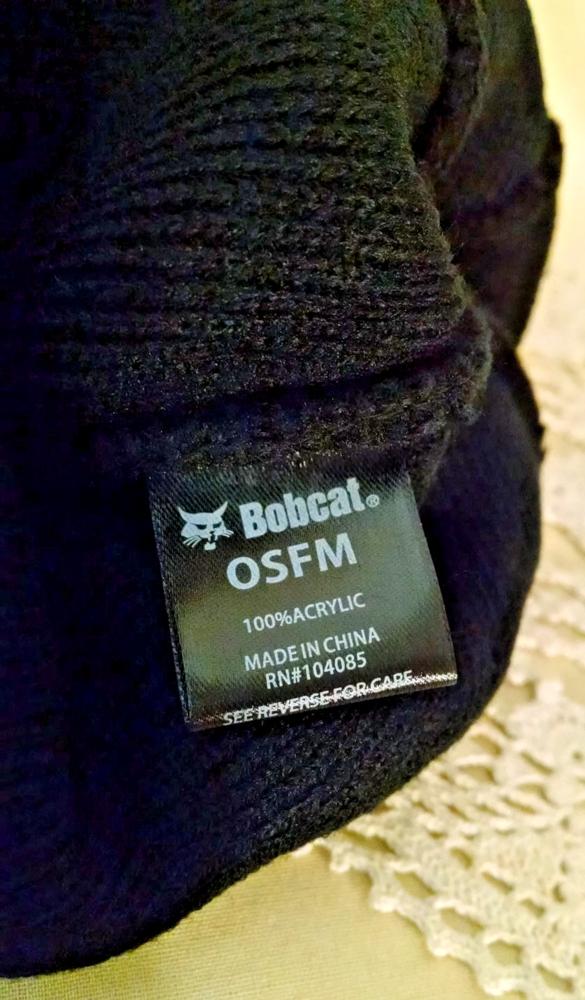 Bobcat Hat New Skull Knit Black Gray Logo Embroidered NWT One Size Winter Cap