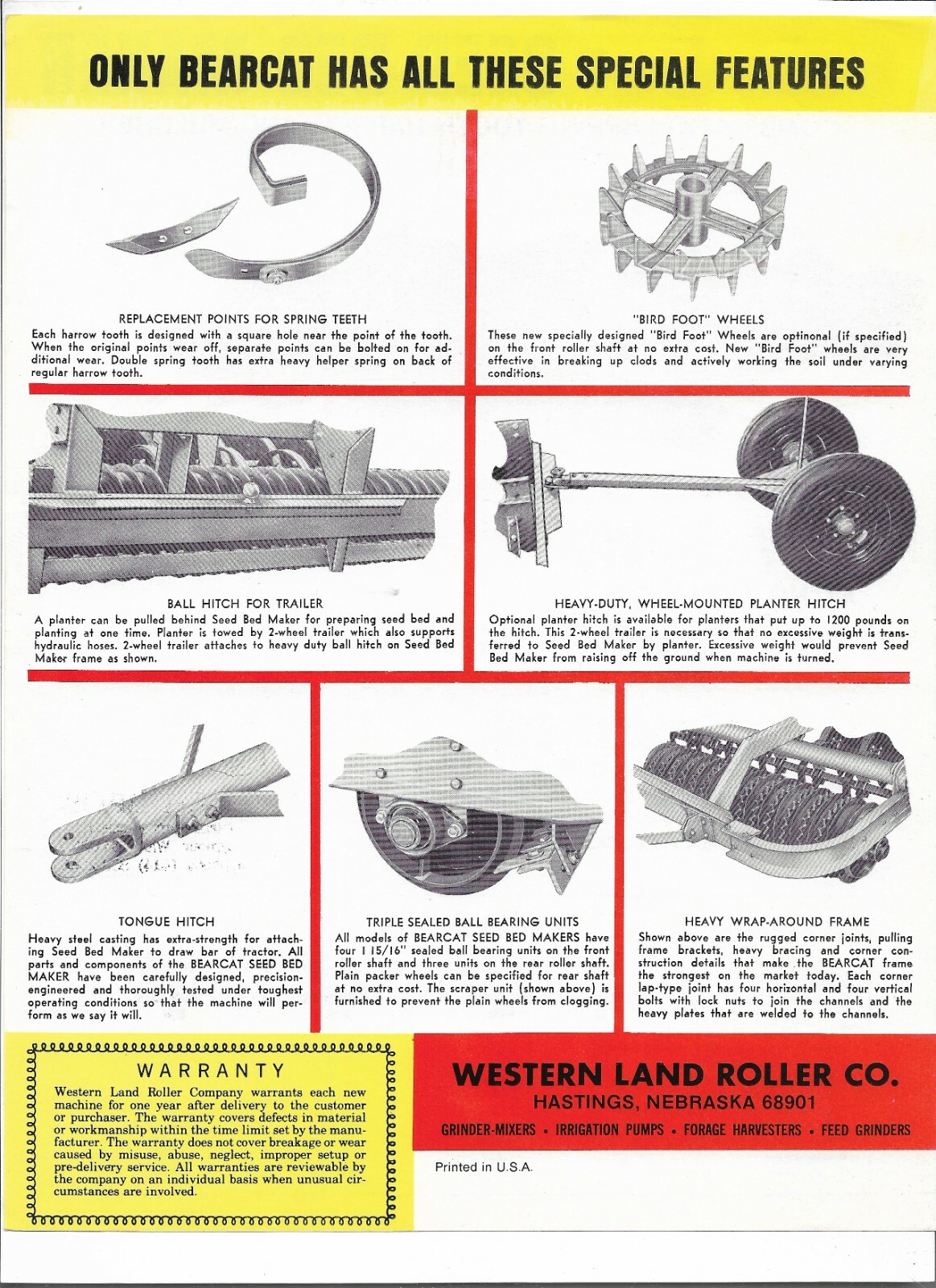 Original BearCat M1000 M1200 M1400 Seed Bed Maker Single Page Sales Brochure