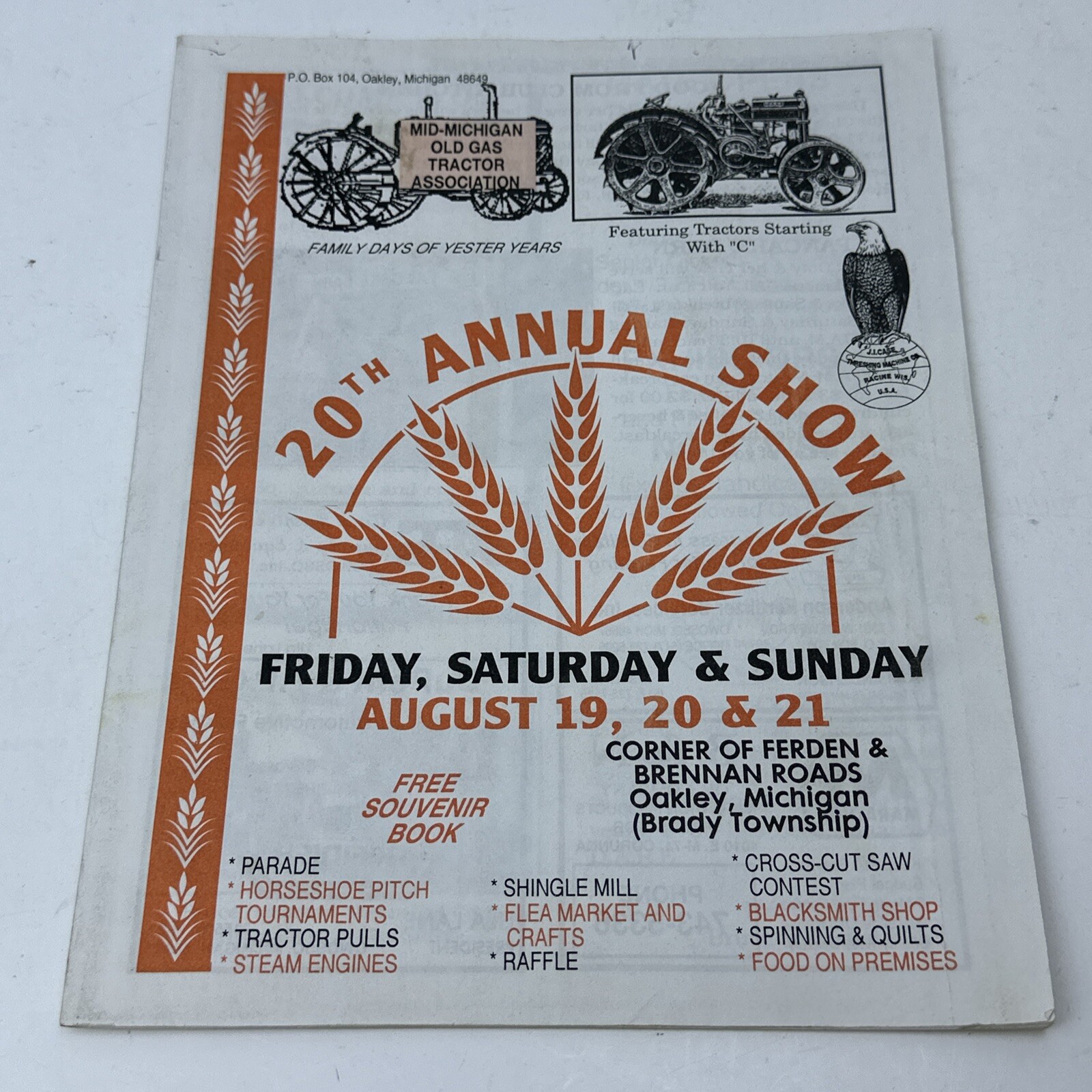 20th Annual Show Mid-Michigan Old Gas Tractor Association Souvenir Book 1994