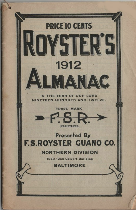 1912 Baltimore Royster Guano Co. Almanac Advertising Piece 50p. Facts Weather
