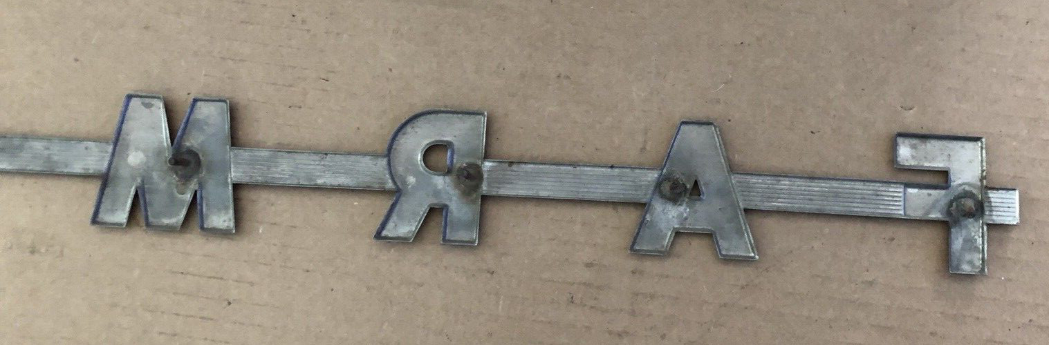 Vintage IH FARMALL Tractor Aluminum Metal Emblem Script INTERNATIONAL HARVESTER