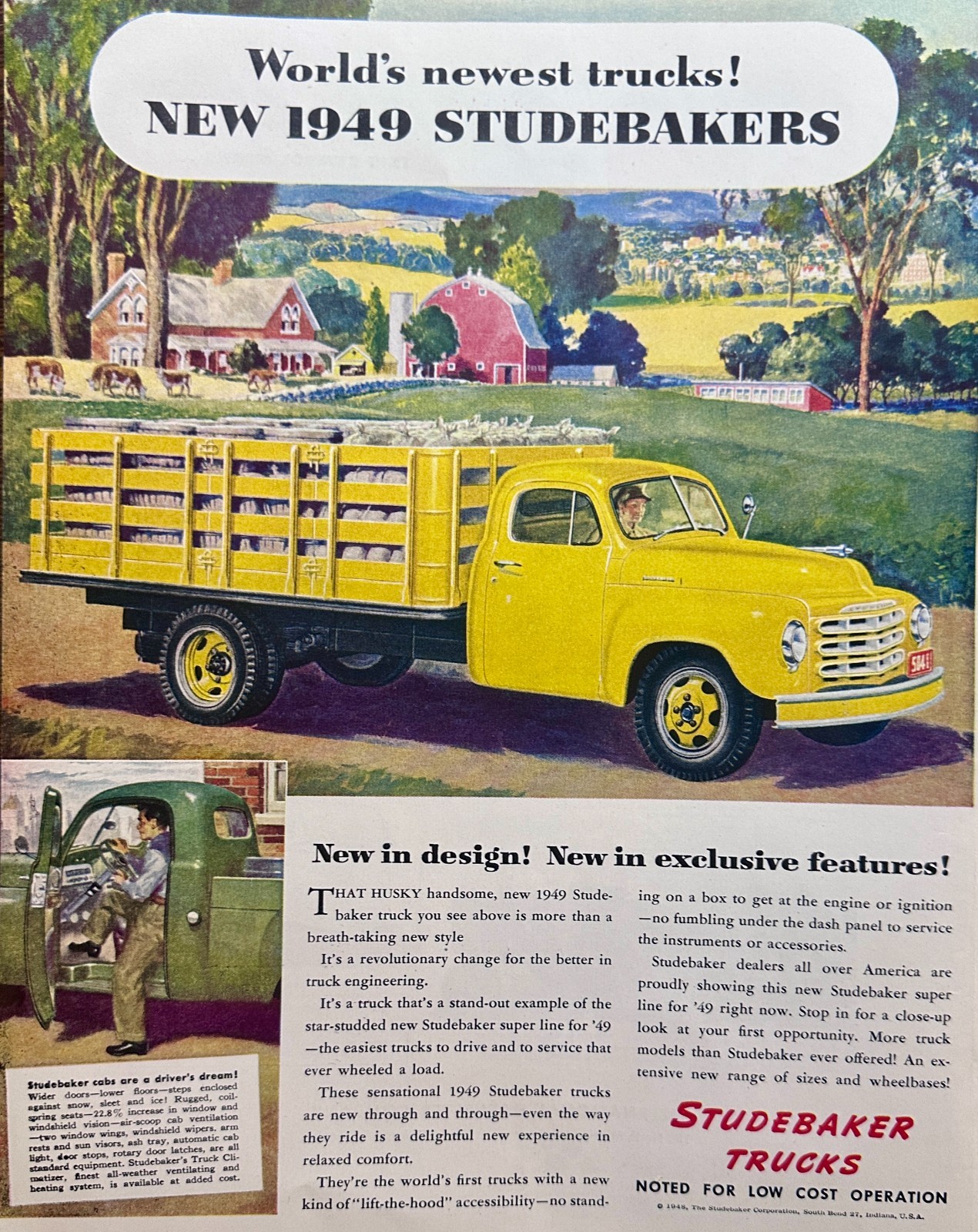 1948 Dual Sided Farm Ads – International Harvester & Studebaker Truck Ad#1704