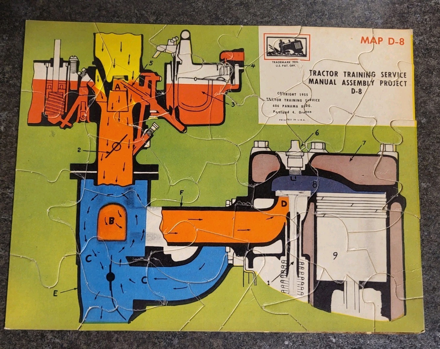1955 Tractor Training Aid Service Repair Assembly Puzzle D-8 EXCELLENT COND