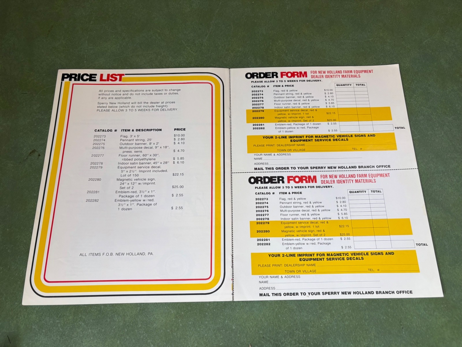 Vintage New Holland Dealer Identity Materials Signs & Advertising Brochure 1973