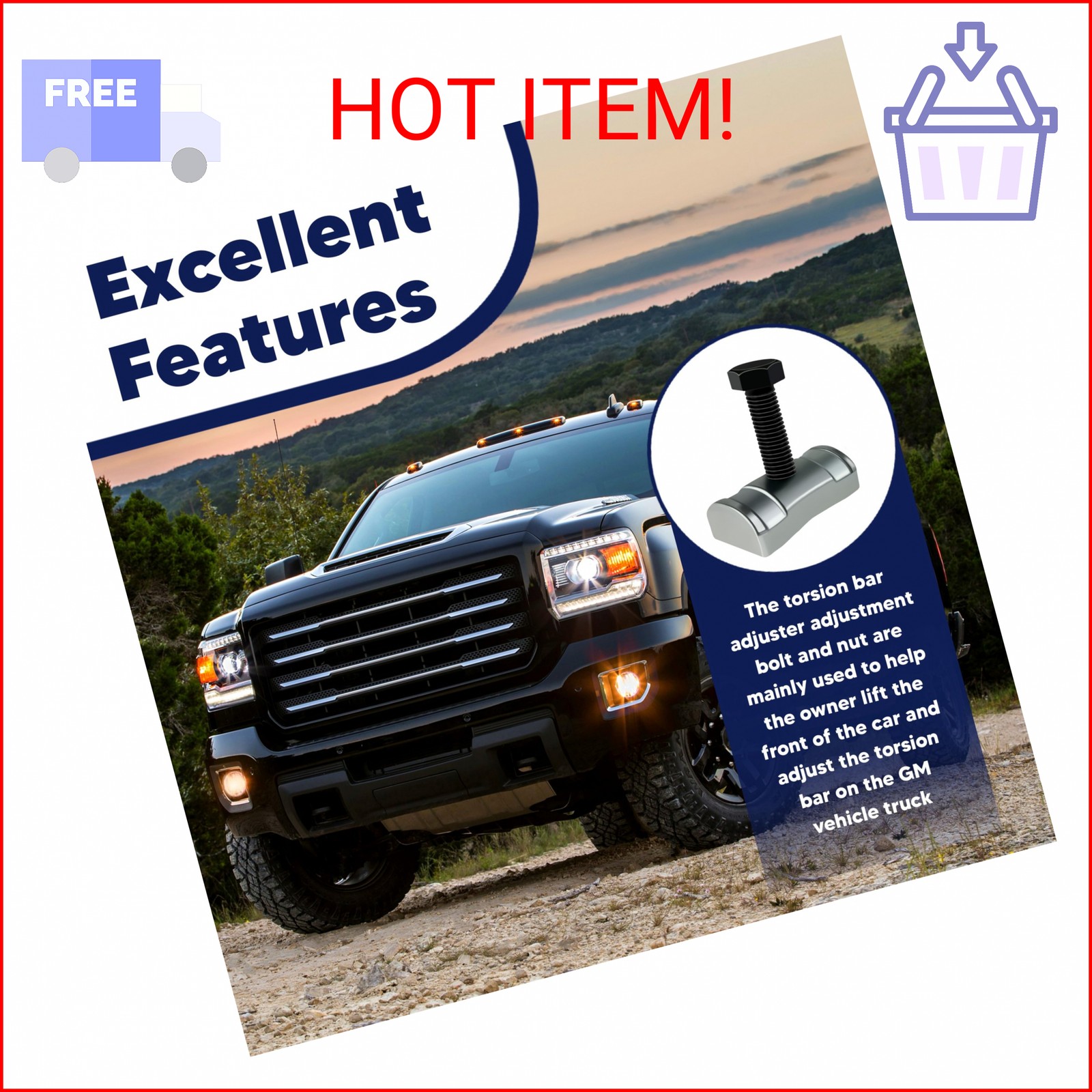 VONLX Torsion Bar Adjustment Bolt and Lock Nut Fit for Chevrolet Silverado Tahoe